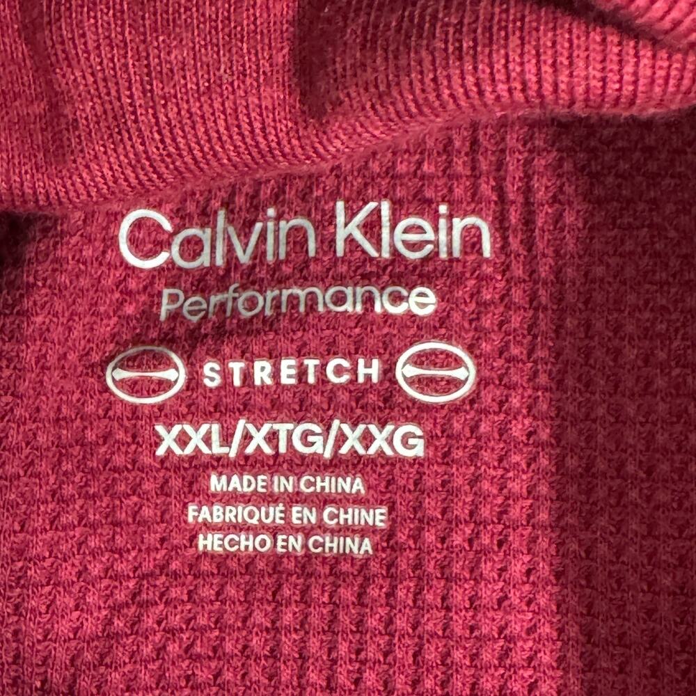 Calvin Klein Womens Thermal Knit Top Size XXL Red Long Sleeve Cropped Turtleneck - Picture 6 of 9